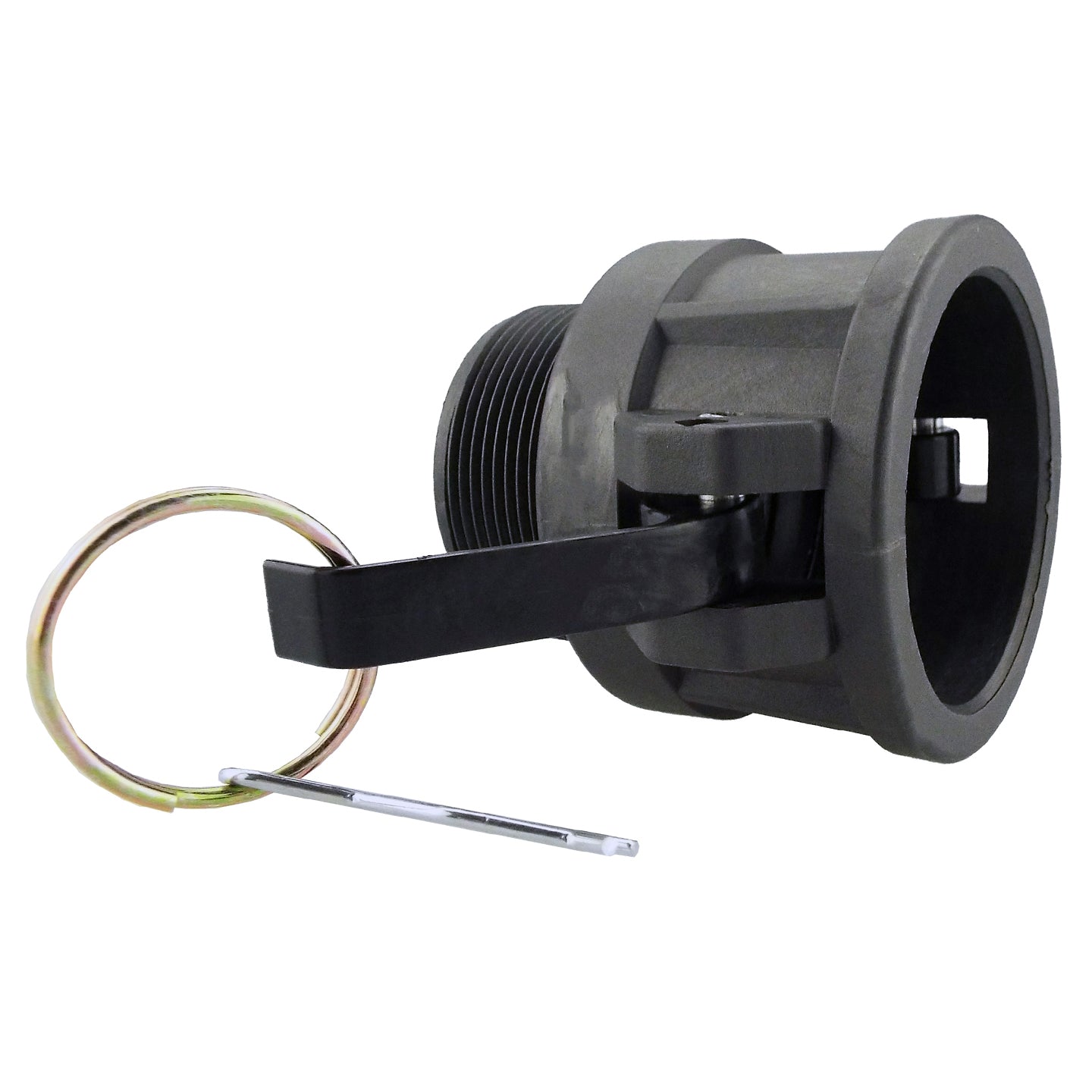 Camlock Type B 1/2" black inlet with locking flap and brass ring