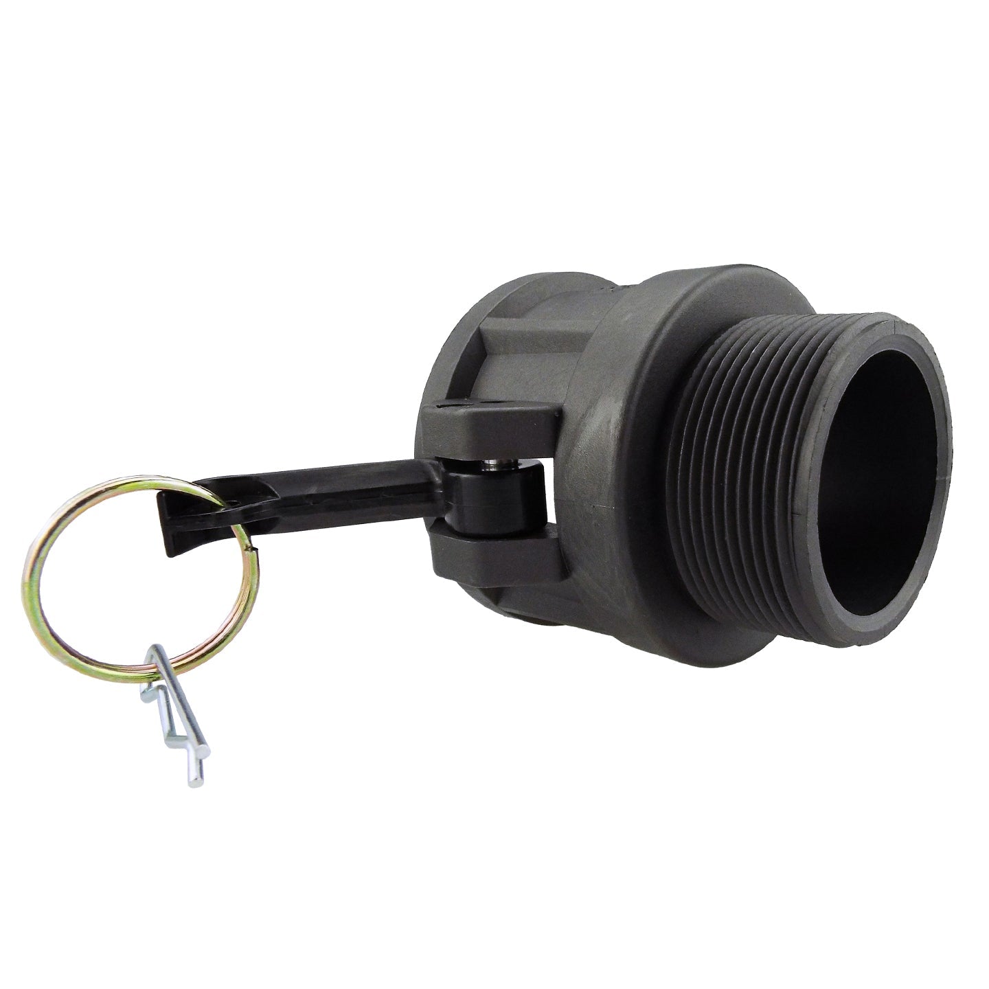 Camlock Type B 1/2" black male threaded connector with brass lock rings