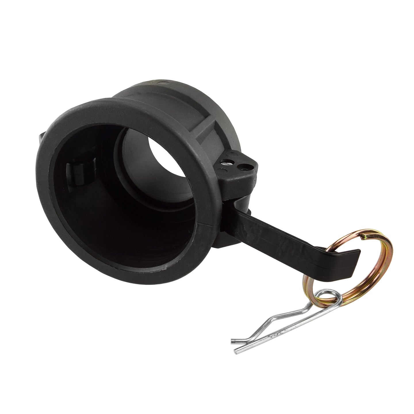 Camlock Type B 1" connector head, black round opening with brass safety ring