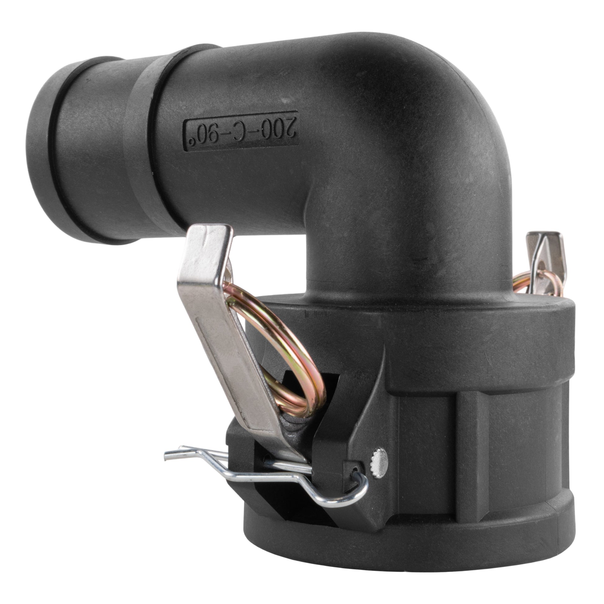 90° female elbow 1" barb fitting with metal clip and colorful wire leads
