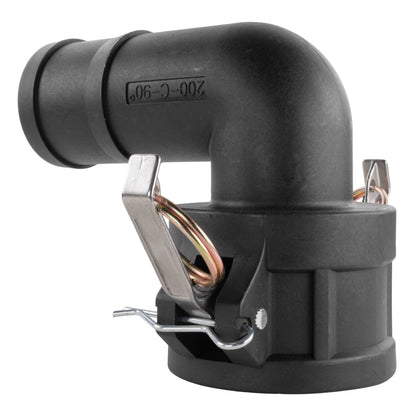 90° female elbow 1" barb fitting with metal clip and colorful wire leads