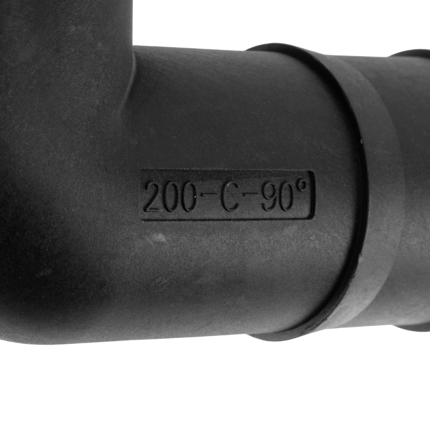 Black 90° elbow marking on the pipe connection, barbed female camlock fitting