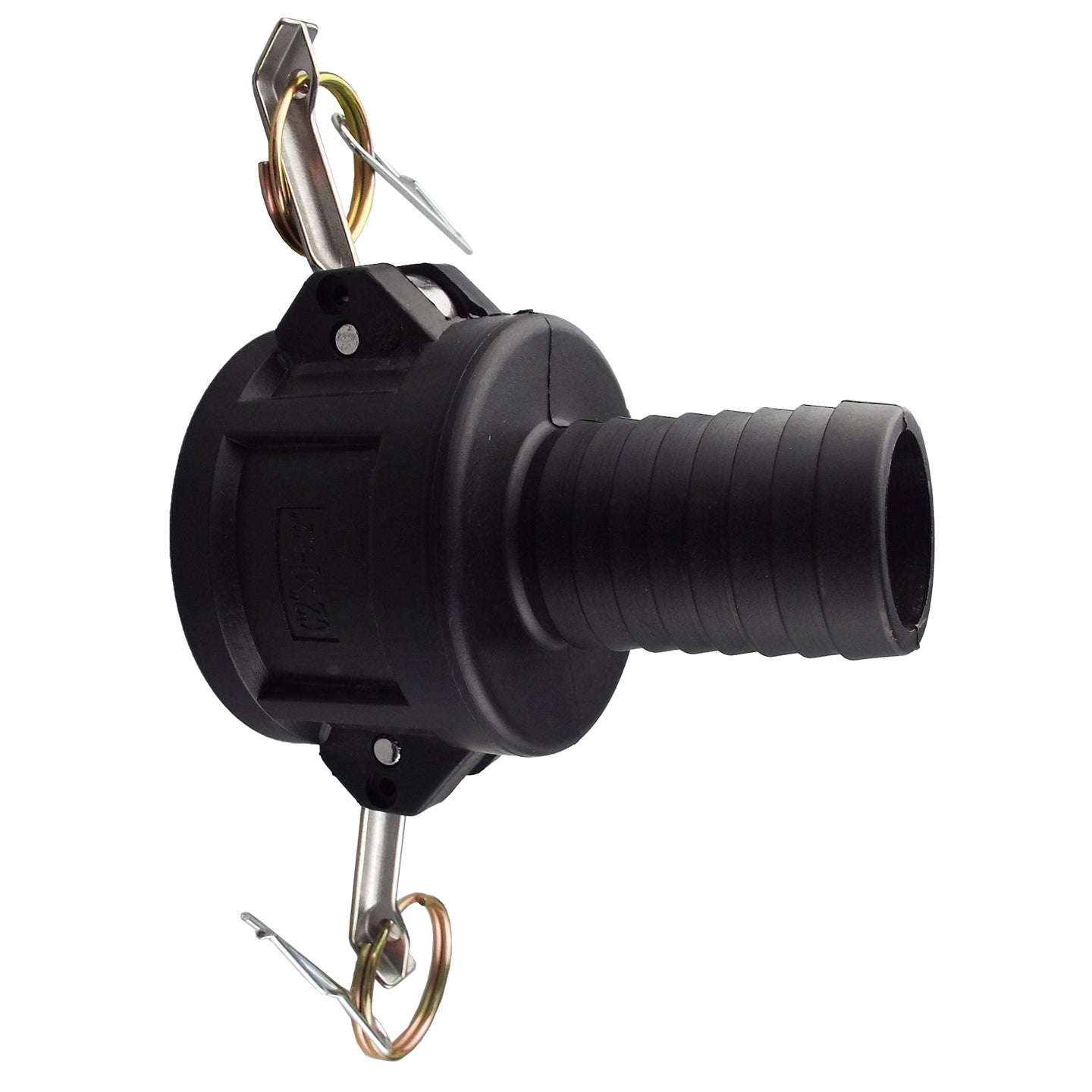 Schwarze Camlock Type C 1/2" Kupplung mit Bajonettkragen und Metallbügeln