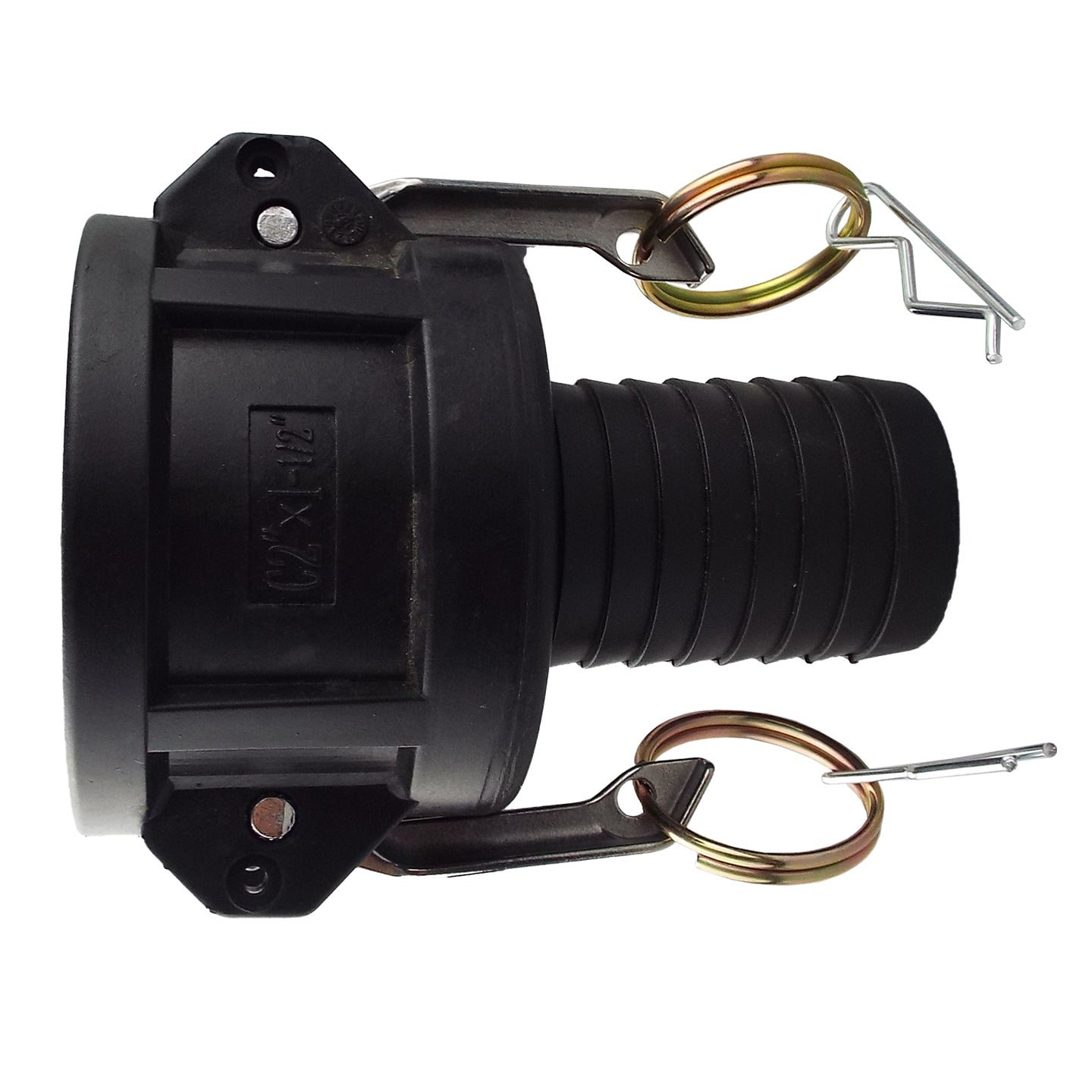 Camlock Type C 1/2" Kupplung mit Federbügeln und Draht-Sicherungsclips, schwarz