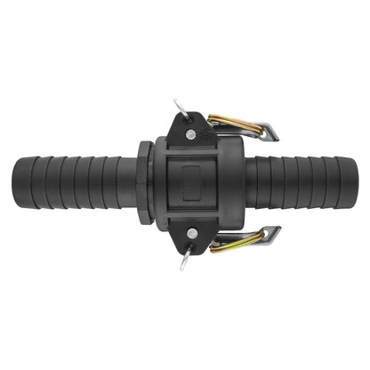 Camlock Type C+E Schlauchkupplung in Schwarz mit Sicherungsbügeln und Stiften