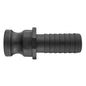 Camlock Type E 2-inch fitting, black coupler with locking flange and ridged sleeve