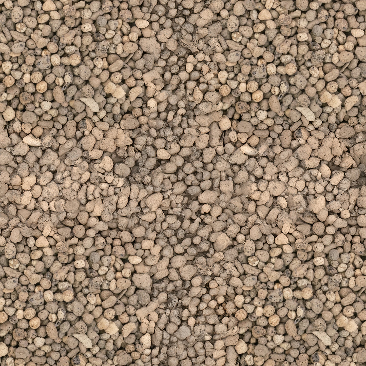 Expanded clay aggregate 4–8 mm, close view of light grey-brown granules