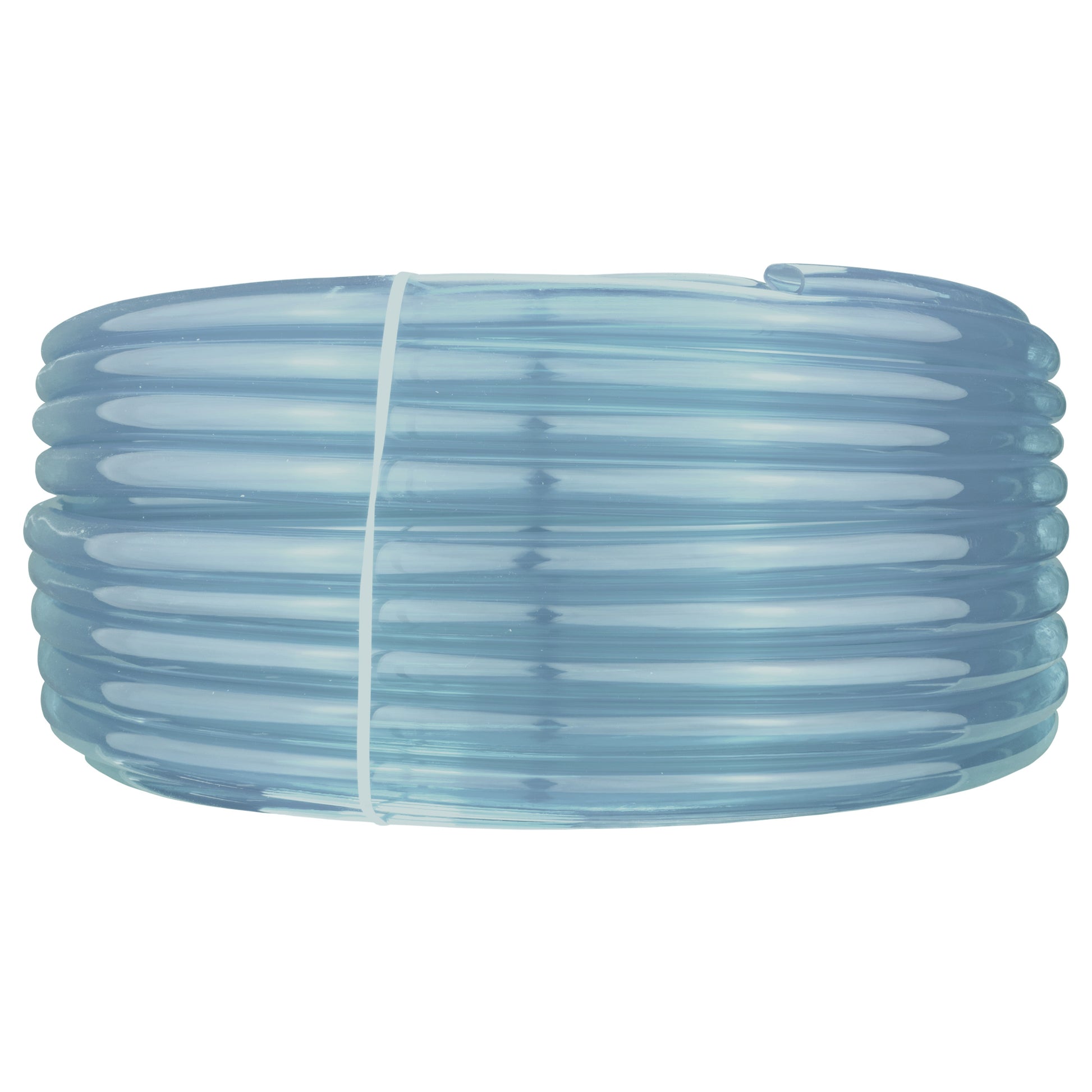 Clear PVC pipe coil, 18mm × 22mm, 2mm wall, stacked glossy loops in roll