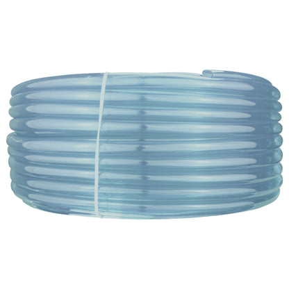 Clear PVC pipe coil, 18mm × 22mm, 2mm wall, stacked glossy loops in roll