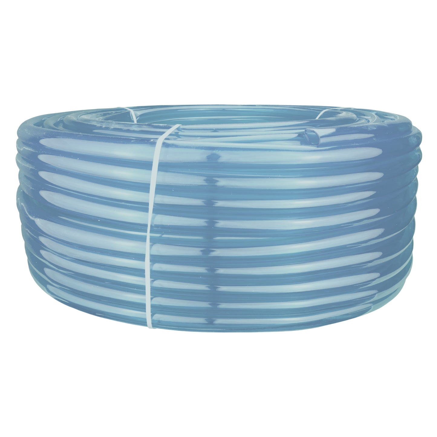 Clear PVC pipe coil, stacked loops, 19mm internal x 24mm external