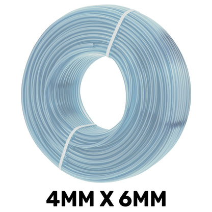 Clear PVC pipe coil, 4mm inner x 6mm outer diameter, 1mm wall thickness