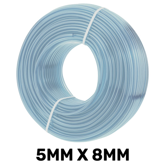 Clear PVC pipe roll, 5mm internal x 8mm external diameter