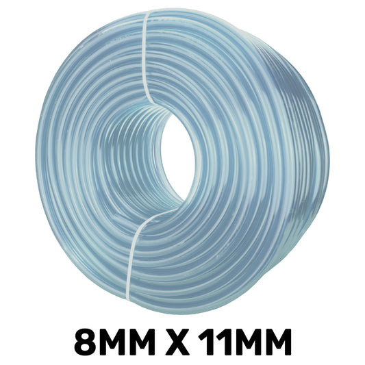 Clear PVC pipe coil: 8mm ID, 11mm OD, 1.5mm wall thickness
