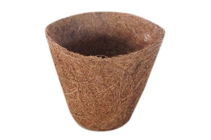 Natural coco coir growing pot, brown fiber cone with open top