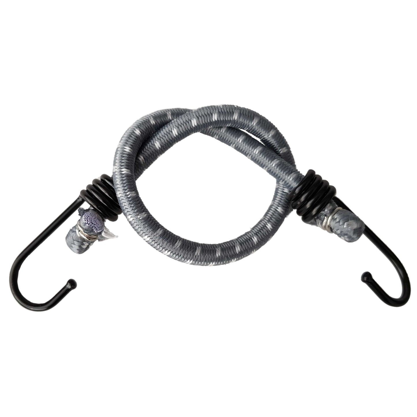 Metal bungee cord hook, black end hooks with silver coiled spring loop