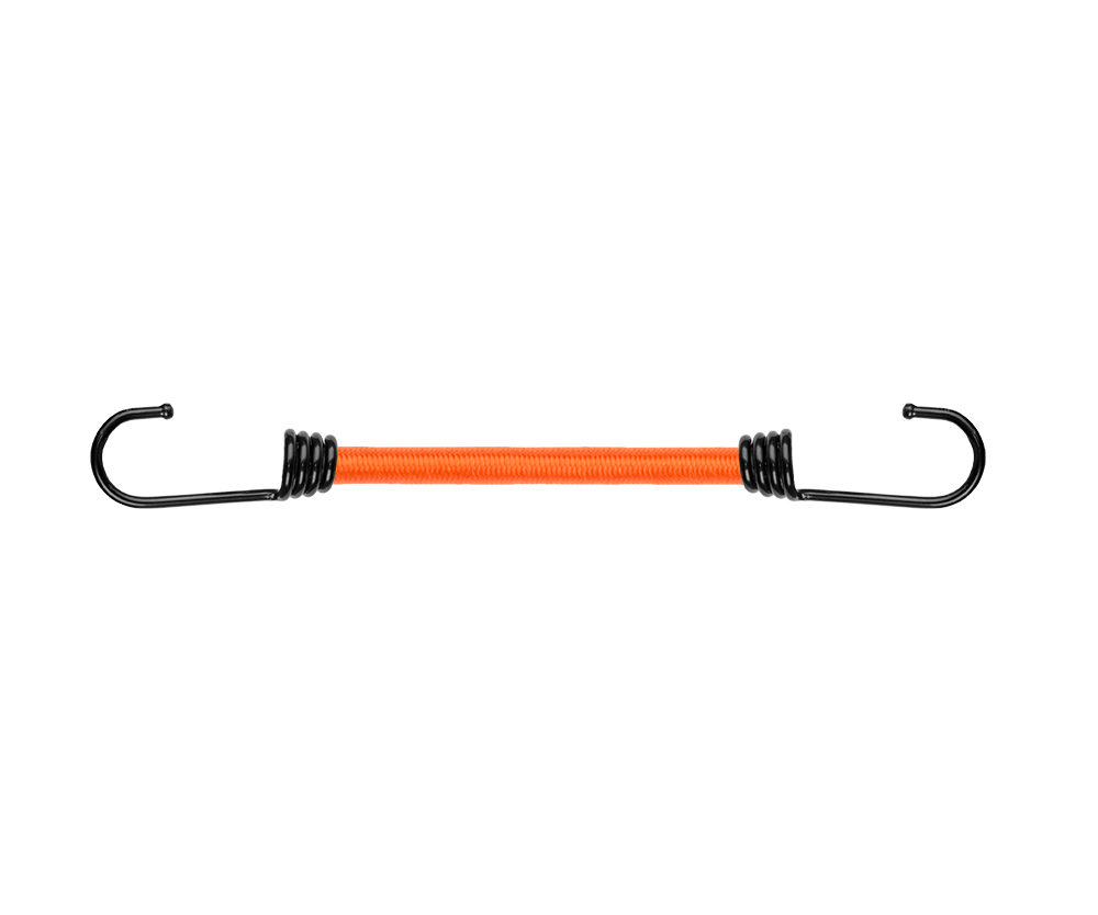 Orange Bungee-Kordel mit zwei Metallhaken und Federn, 80 cm