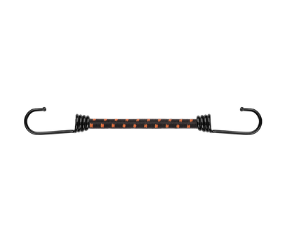 100cm bungee cord with two metal hooks and orange-black patterned stretch rope