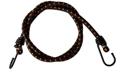 100cm bungee cord loop with metal hooks, orange-black woven pattern on elastic