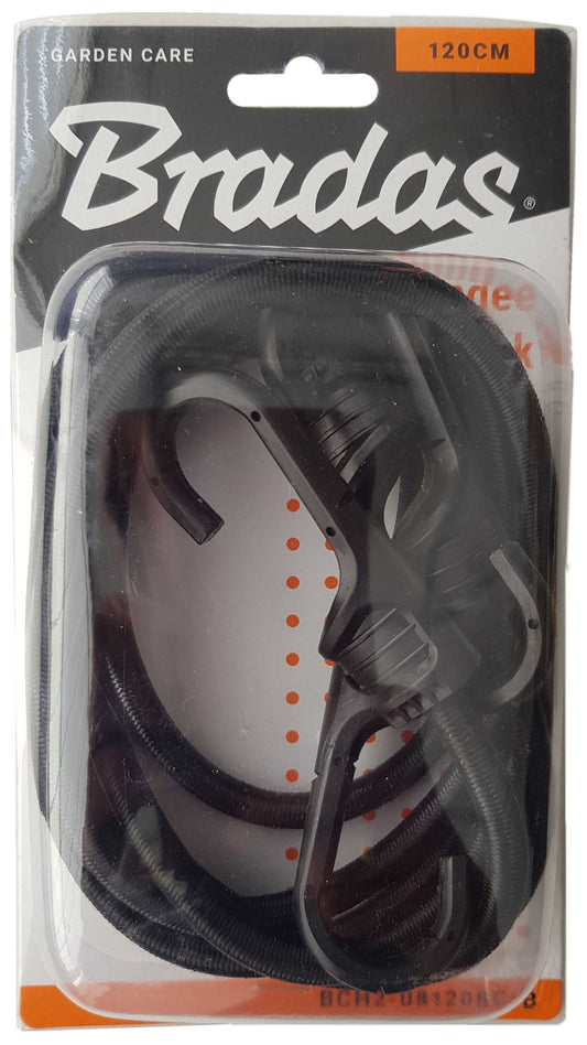 120cm bungee cord hook set, black elastic rope with PVC-coated metal hooks