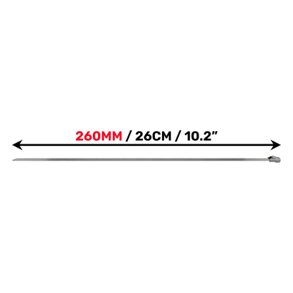 Edelstahl Kabelbinder 260 mm lang, flaches Band, Breite 4,6 mm