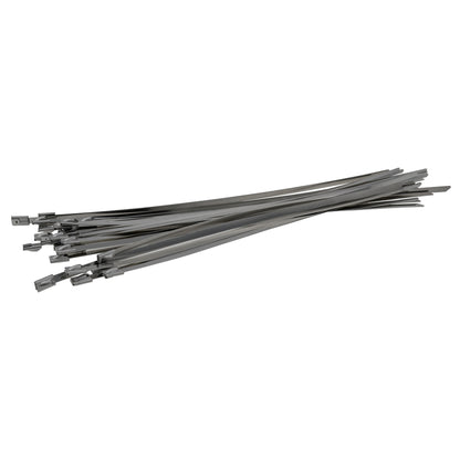 Stainless steel cable ties, straight metal bands with locking heads, 840mm length