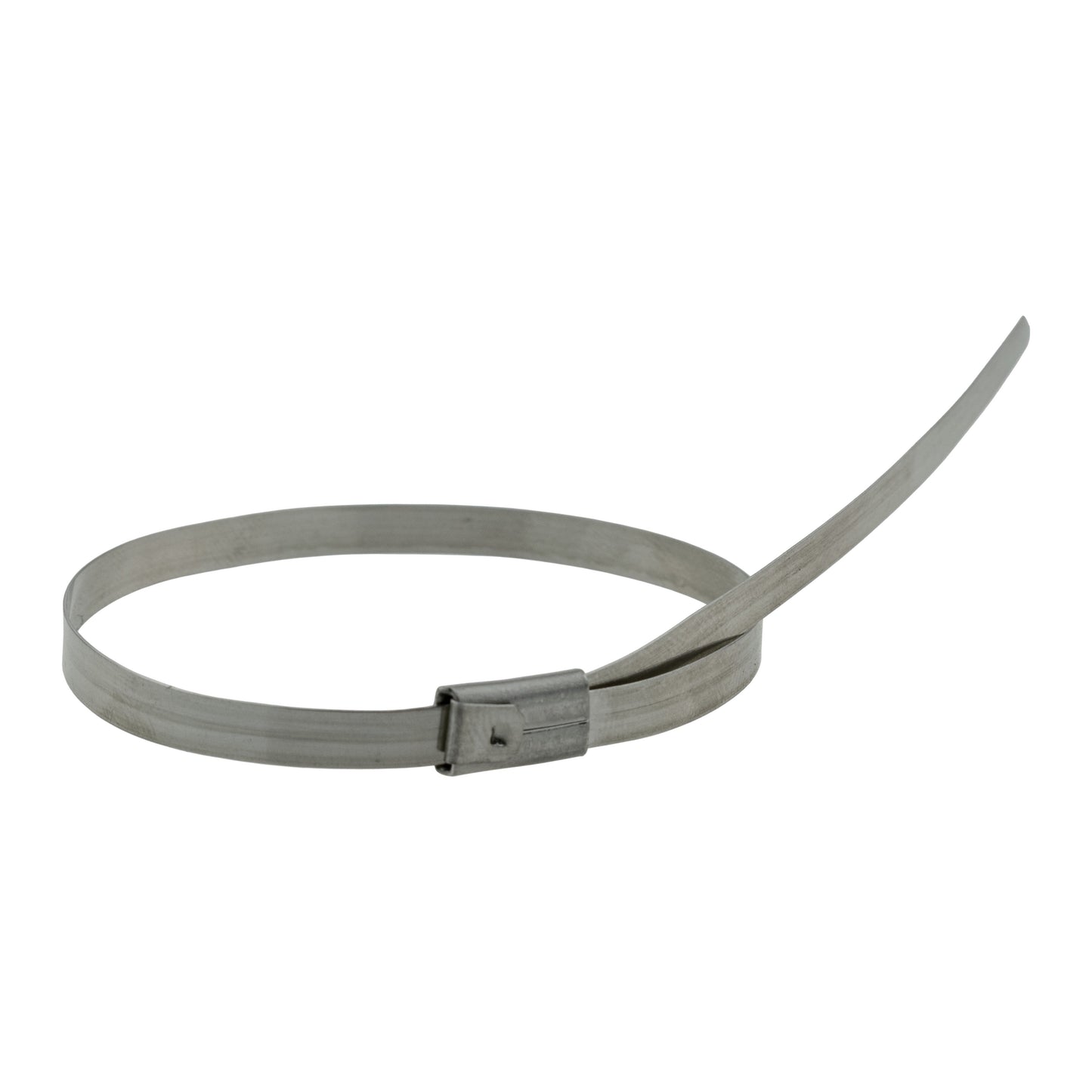 Stainless steel cable tie loop with metal locking head and band