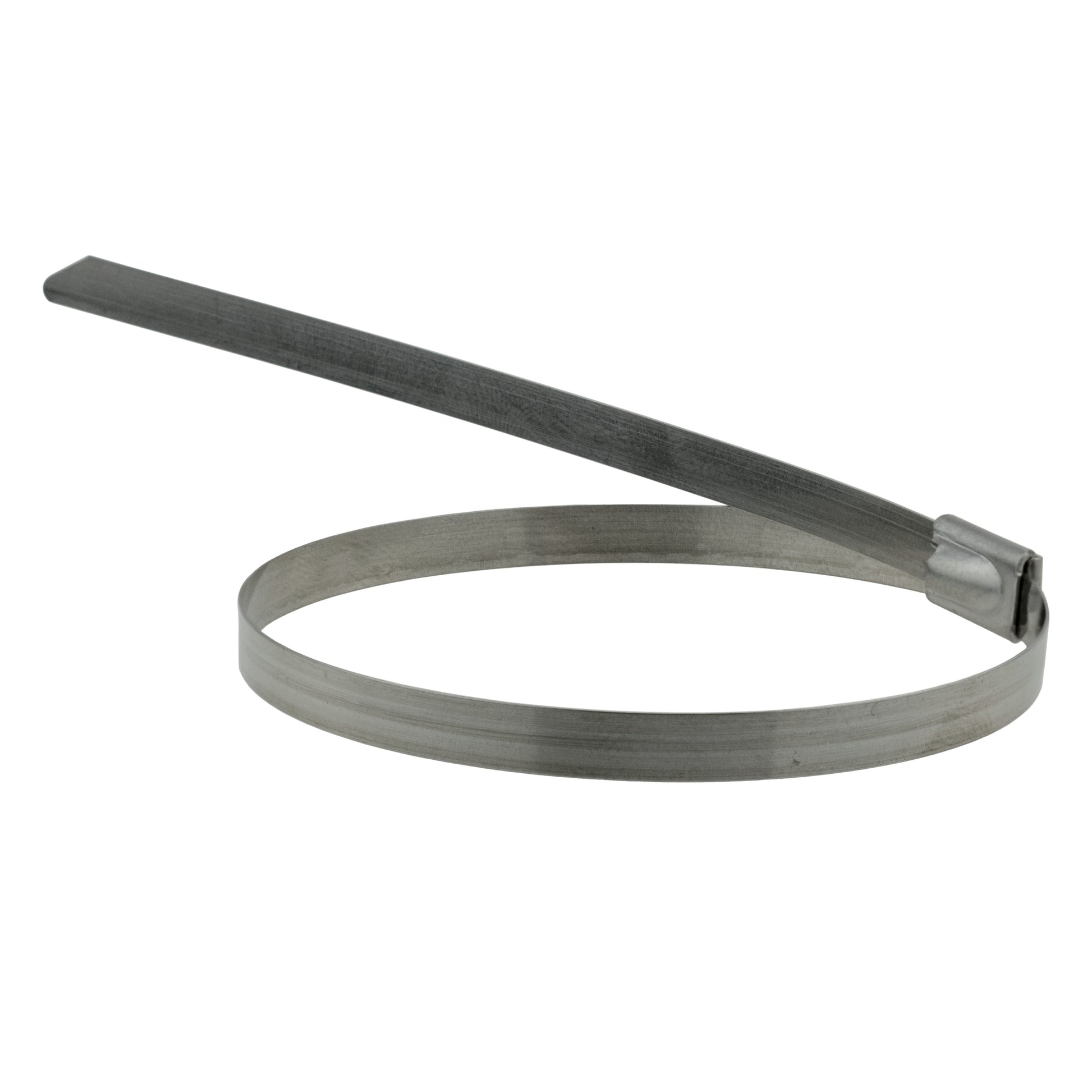 Edelstahl Kabelbinder Schlaufe und langes Band, silberfarben, Verschlussseite