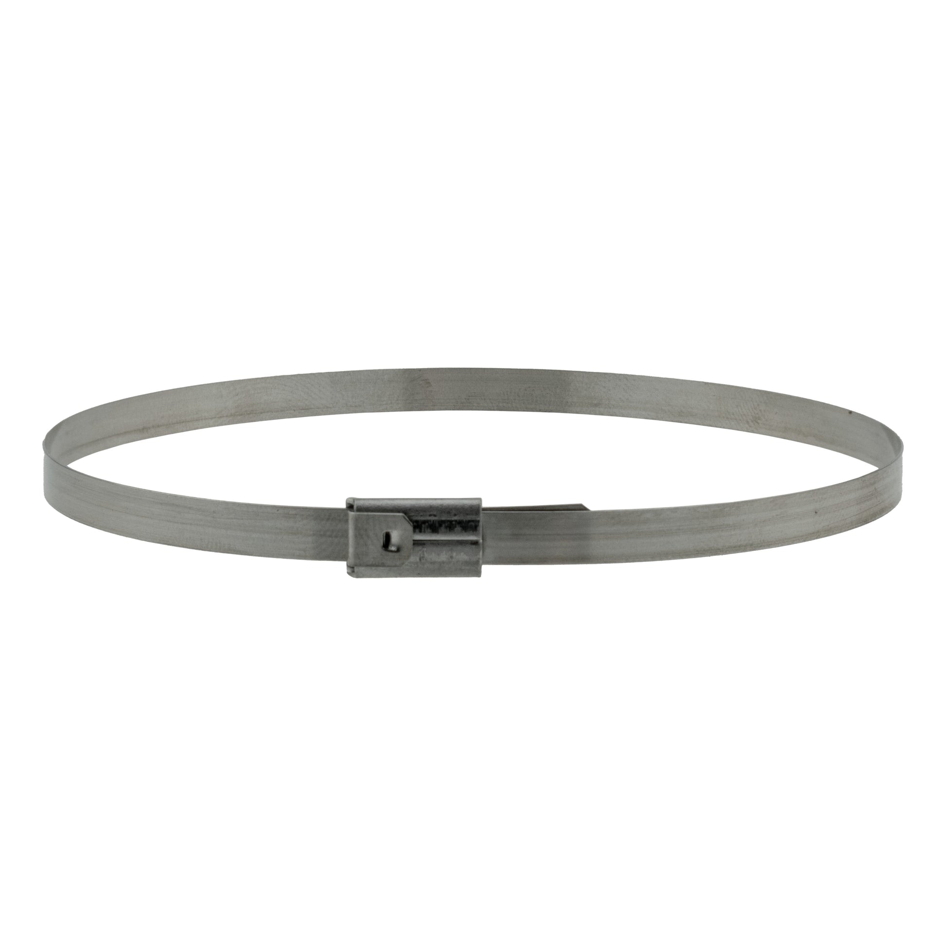 Stainless steel cable tie loop with metal buckle locking mechanism