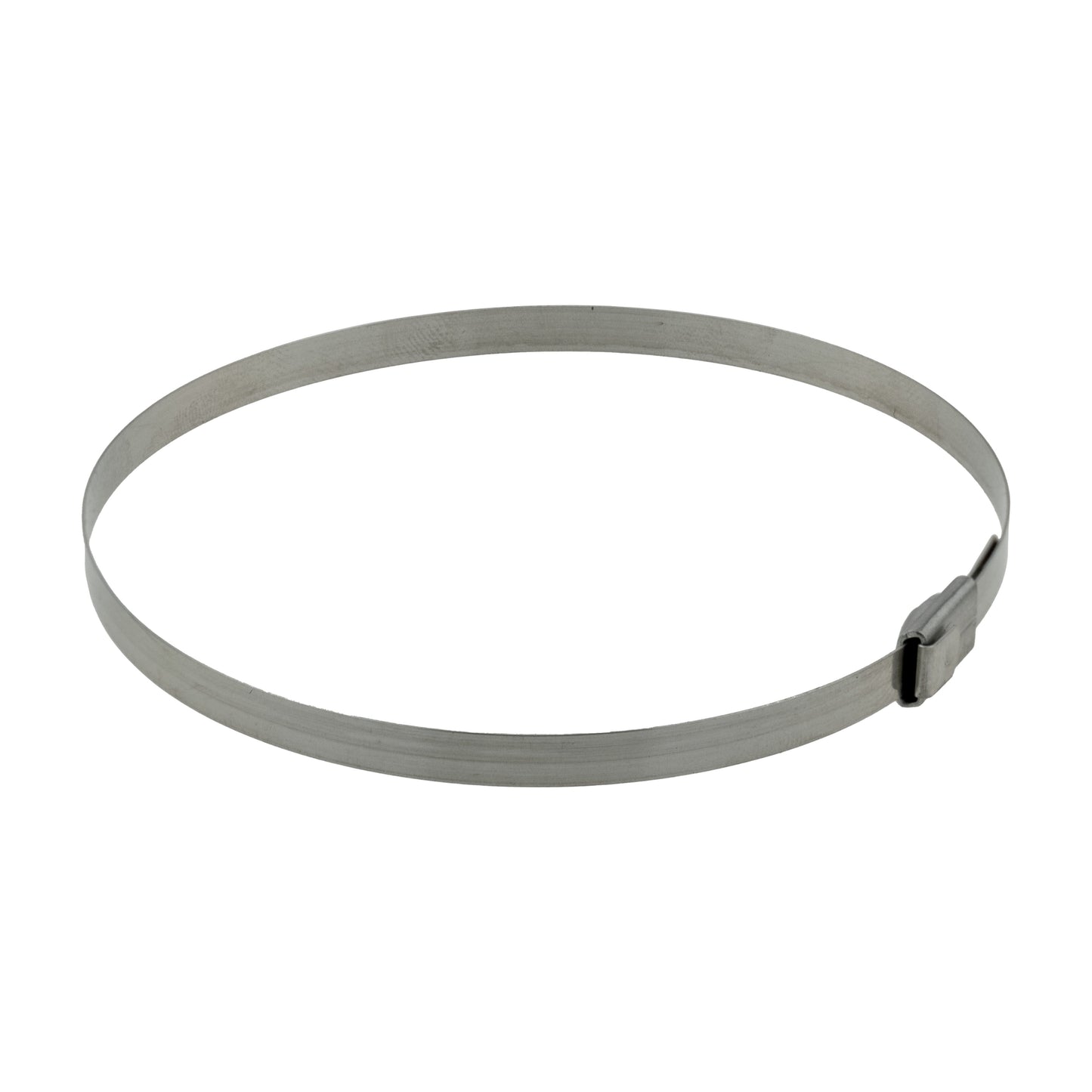 Stainless steel cable tie loop with locking end tab on the strap