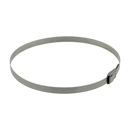 Stainless steel cable tie loop with locking end tab on the strap