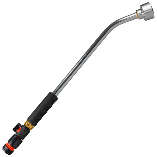 Black 50cm watering lance with quick-connect valve and hose connector