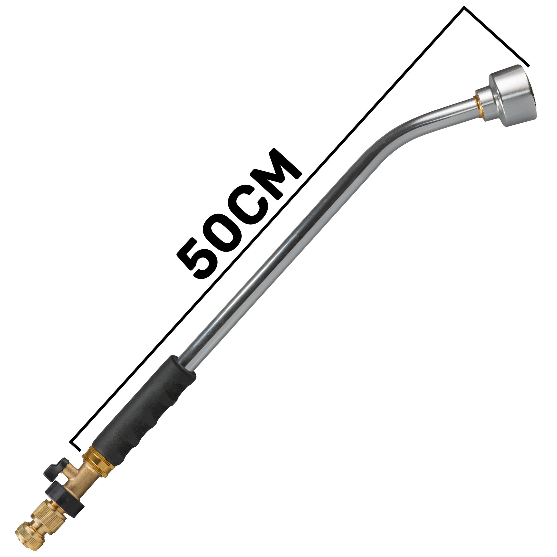 50cm metal watering lance with brass fittings and quick-connect end