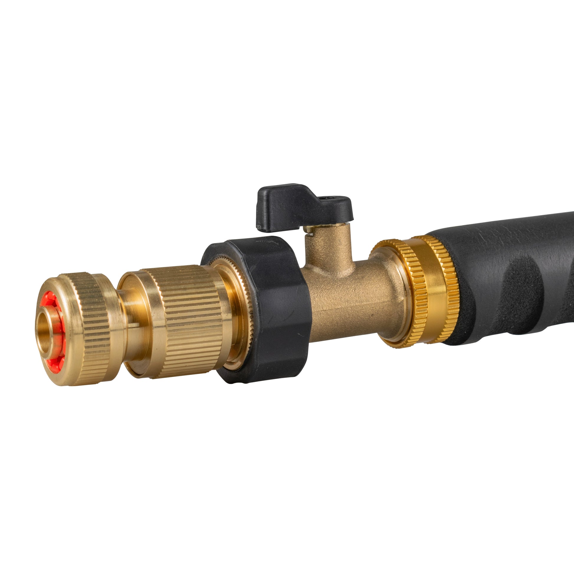 Brass valve section with black grip on 50cm watering lance