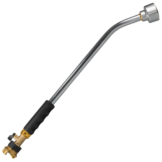 50cm watering lance with brass valve, black grip, and silver metal nozzle end