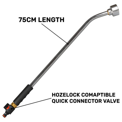 75cm length on black watering lance with quick connector valve and silver end cap
