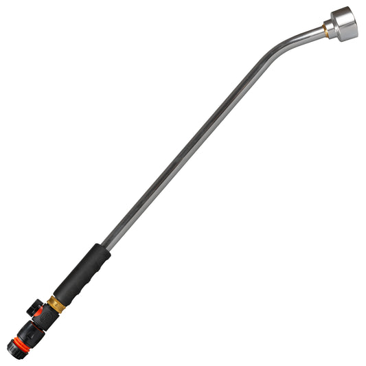 75cm garden watering lance in black with quick-connect valve and hose connector