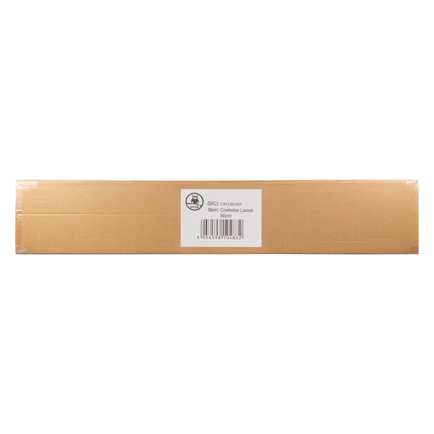 Cardboard packaging for 90cm watering lance, shipping label visible
