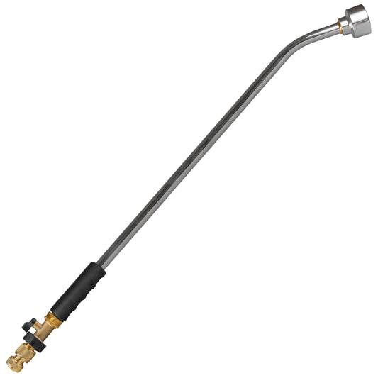 90cm watering lance with brass valve and quick-connect hose connector, dark grip handle