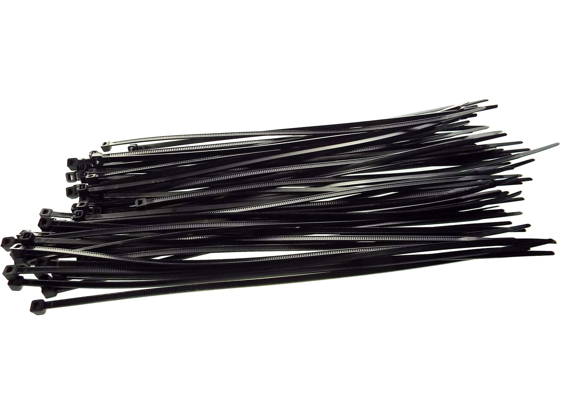 Black cable ties, 2.5 x 100 mm, long straps with locking heads