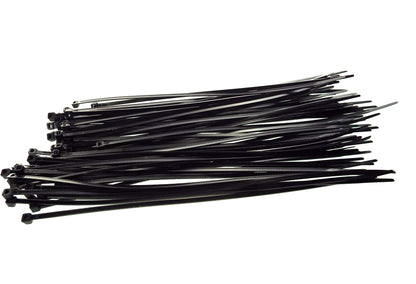 Black cable ties, 2.5 x 100 mm, long straps with locking heads