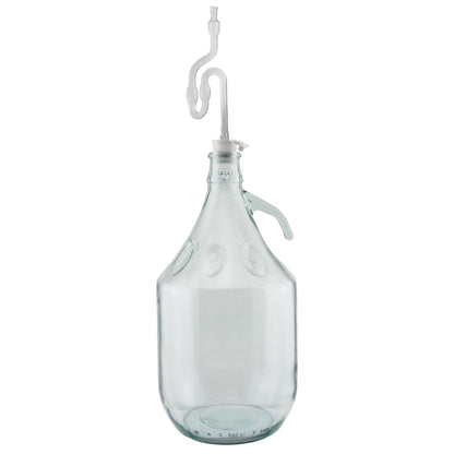 Glas-Demijohn 5L mit Luftschleuse, Bung und Handgriff, transparent