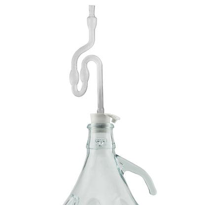 Glas-Demijohn 5L mit Luftschleuse und Bung am Flaschenhals, klares Glas