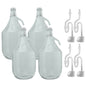 5L glass demijohn set: 4 bottles with swing-top caps, bung and airlock parts