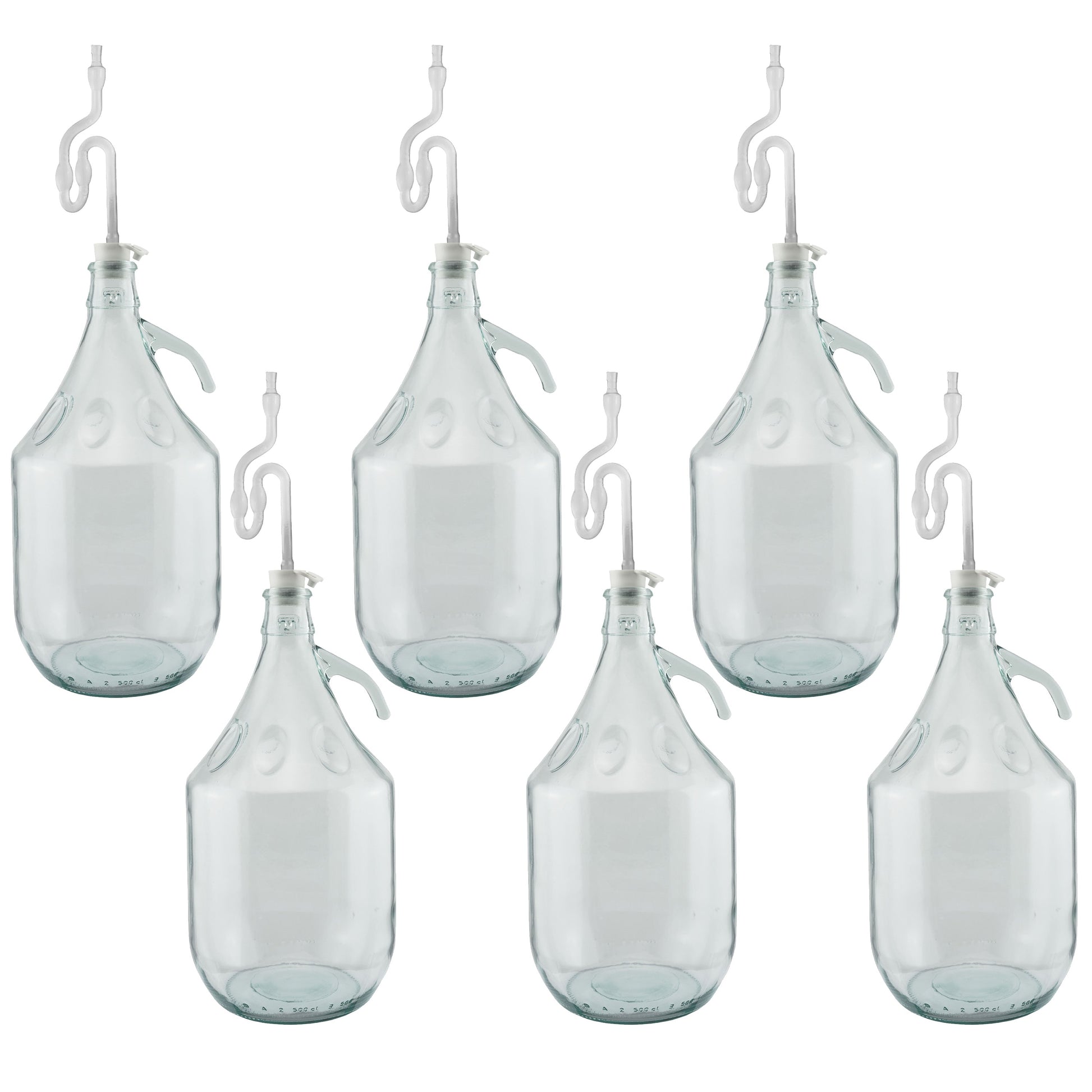 5L Glas-Demijohn (6er-Set) mit Luftschleuse & Stopfen, transparentes Glas