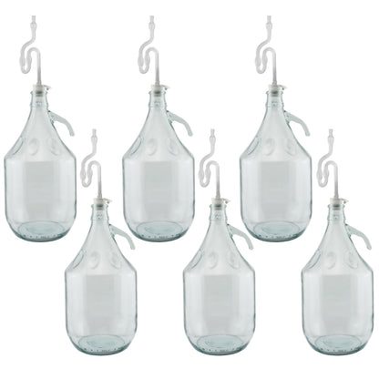 5L Glas-Demijohn (6er-Set) mit Luftschleuse & Stopfen, transparentes Glas