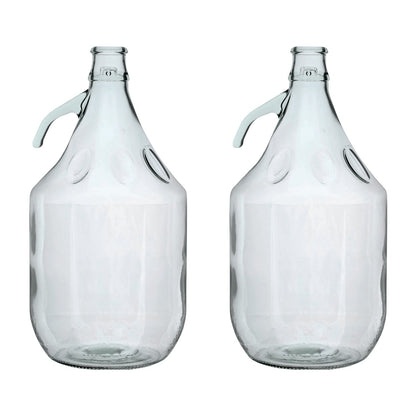 5L Glas-Demijohn, klar, mit seitlichem Tragegriff (2er-Set)