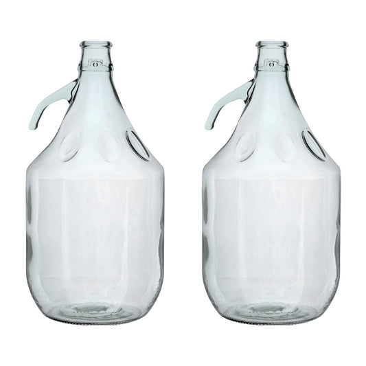 5L Glas-Demijohn, klar, mit seitlichem Tragegriff (2er-Set)