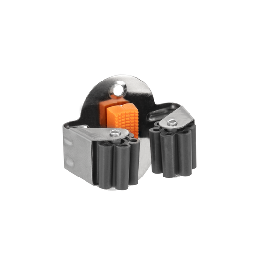 Wall tool holder, single mount, roller-grip cups with orange insert