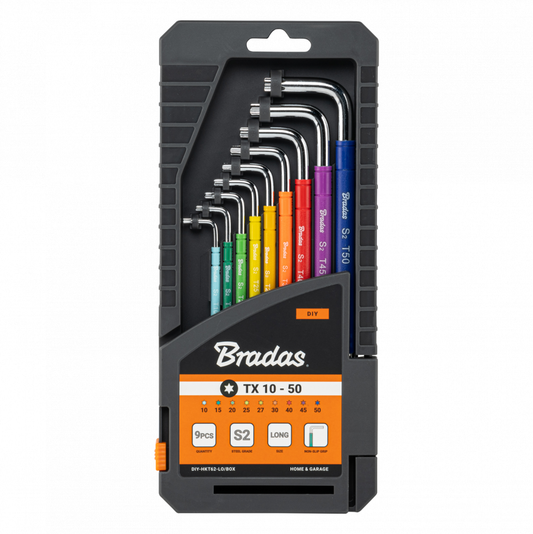 TORX TX Langschlüssel-Set 10–50, 9-tlg., im Koffer mit Farbcodes