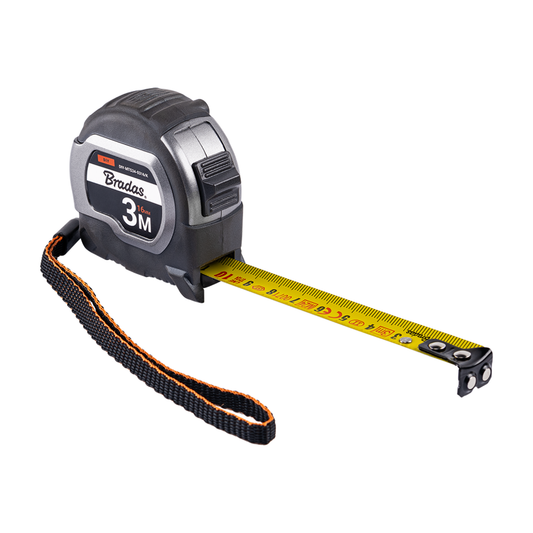 16mm wide tape measure with magnetic tip, 3m, grey case and belt clip